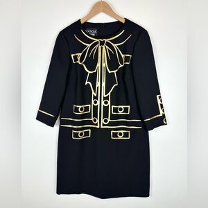 Boutique Moschino Gold Metallic 3/4 Sleeve Shift Dress